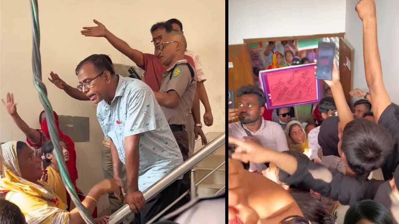 রামিসা হত্যার বিচার দাবিতে পল্লবী থানায় ঢুকে এলাকাবাসীর বিক্ষোভ