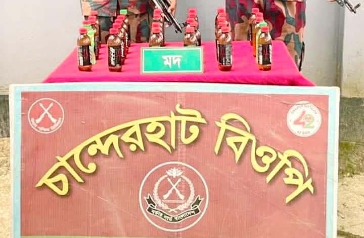 ঠাকুরগাঁওয়ের পীরগঞ্জ সীমান্তে ৩০ বোতল দেশি মদ জব্দ